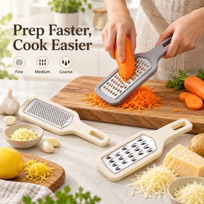 3-Piece Handheld Cheese Grater Set, Stainless Steel Kitchen Graters with Fine Medium Coarse Blades, Non-Slip Handle for Cheese, Carrots, Garlic, Lemon Zest, Vegetables & Food Prep