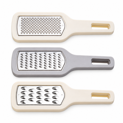 3-Piece Handheld Cheese Grater Set, Stainless Steel Kitchen Graters with Fine Medium Coarse Blades, Non-Slip Handle for Cheese, Carrots, Garlic, Lemon Zest, Vegetables & Food Prep