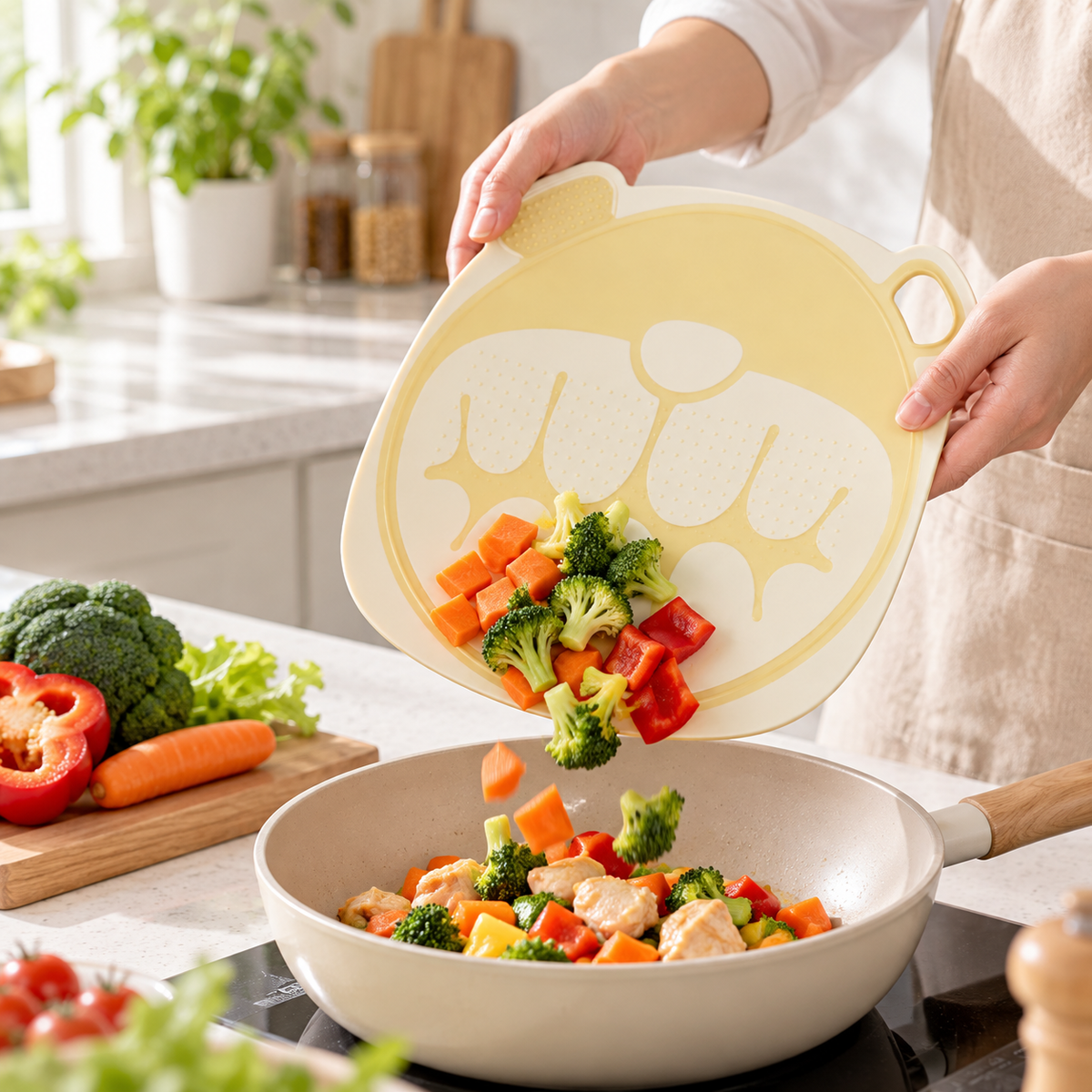 Flexible Cutting Board for Kitchen, Food-Grade TPU Double-Sided Chopping Board, Bendable Non-Slip Cutting Mat, Mold-Resistant Machine Washable Prep Board for Meat, Fruit & Vegetables