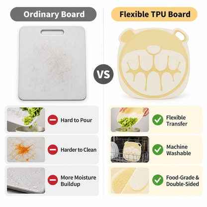 Flexible Cutting Board for Kitchen, Food-Grade TPU Double-Sided Chopping Board, Bendable Non-Slip Cutting Mat, Mold-Resistant Machine Washable Prep Board for Meat, Fruit & Vegetables