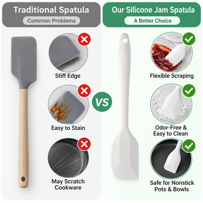 Flexible Silicone Spatula Scraper, Food-Grade Nonstick Kitchen Utensil, BPA-Free Heat Resistant Scraper for Bowls, Jars, Baking, Mixing, Cooking and Food Prep